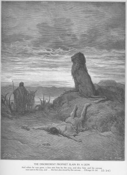 The Disobedient Prophet Slain by a Lion